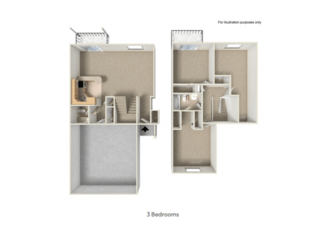 A diagram shows a floor plan of a 3 bedroom apartment.